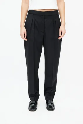 Black Wool Pleated Trouser