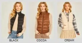 High Neck Padded Puffer Vest by Vanilla