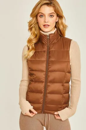 High Neck Padded Puffer Vest by Vanilla