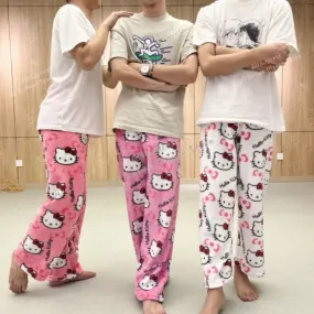 Sanrio Hello Kitty Pyjama Bottoms Black Anime Flannel Women